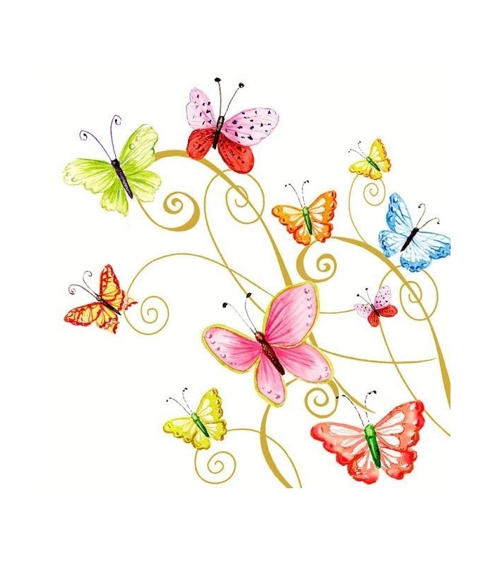 Servilleta "Mariposas sobre blanco" 33 x 33 cm.