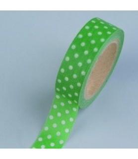 Washi tape puntos blanco verde 15mm. "Efco"-Washi Tape Básicos-Batallon Manualidades