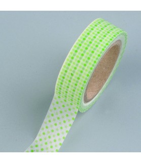 Washi tape puntos verde blanco 15mm. "Efco"-Washi Tape Básicos-Batallon Manualidades