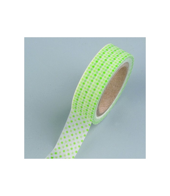 Washi tape puntos verde blanco 15mm. "Efco"