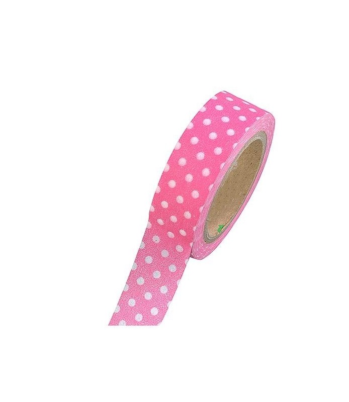 Washi tape puntos rosa blanco 15mm. "Efco"