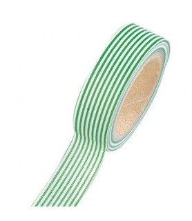 Washi tape rayas verde blanco 15mm. "Efco"-Washi Tape Básicos-Batallon Manualidades