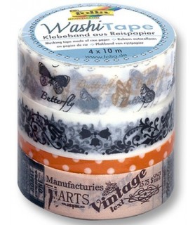 Pack de 4 Washi tape mariposas vintage "Folia"-Washi Tape Packs-Batallon Manualidades