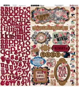 Set de 18 hojas + pegatinas "Love Lace" 30x30 cm.--Batallon Manualidades