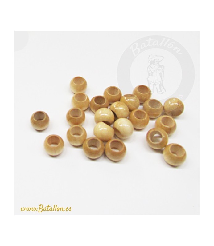 Bolas de madera 1cm con agujero grande (22 uds)-Bolas de Madera-Batallon Manualidades