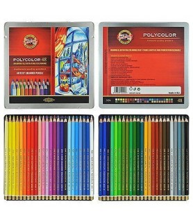 Caja de Metal de 48 Lapices de Colores Polycolor-Estuches y Sets de Policromos-Batallon Manualidades
