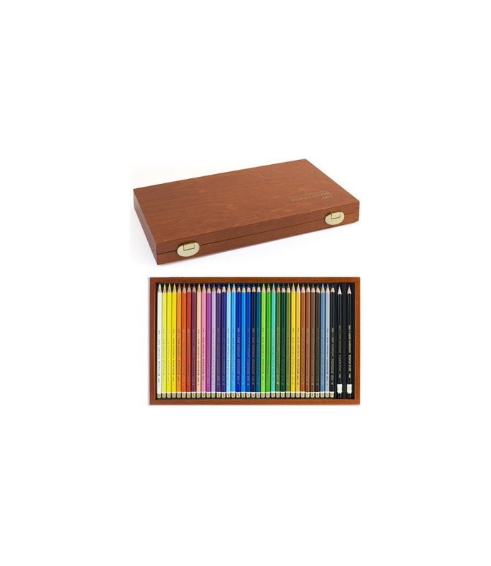 Caja de Madera de 36 Lapices de Colores Polycolor
