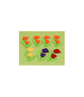Tulipanes de Fieltro Rojo (Unidad)-Formas Troqueladas-Batallon Manualidades